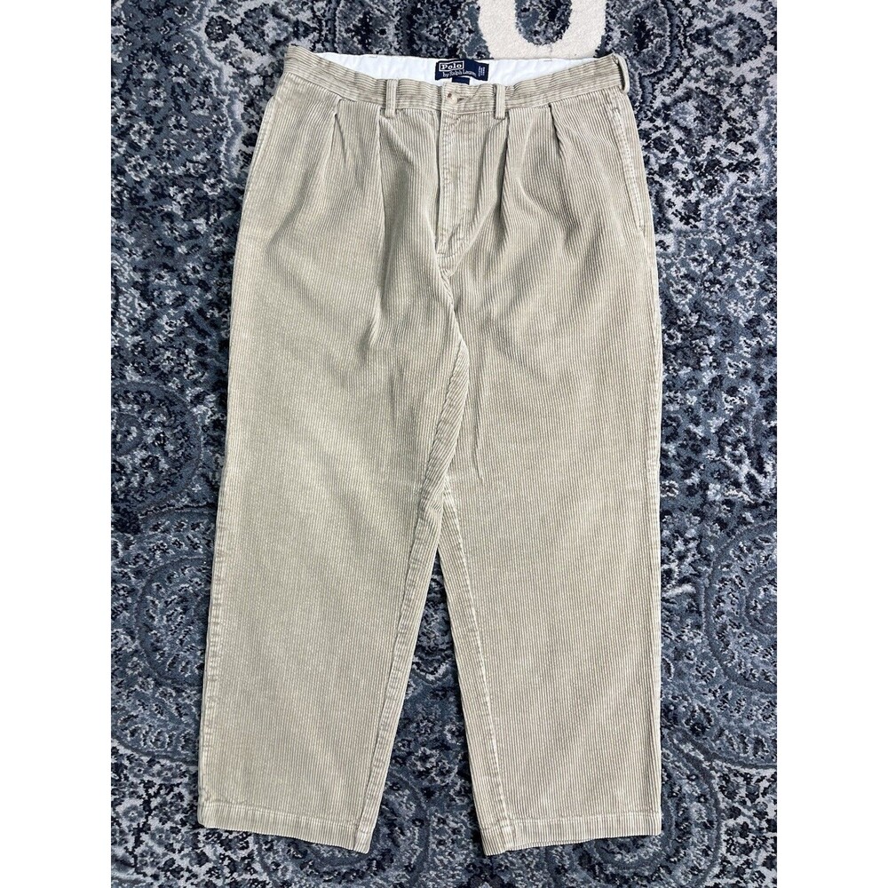 VTG Polo Ralph Lauren Andrew Pants Chino Corduroy Pants Khaki Mens Size 36x30